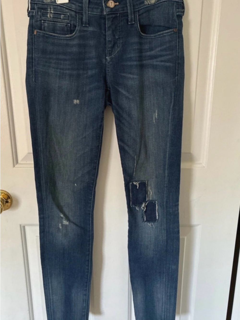 Anthropologie Dark Blue Distressed Skinny Jeans